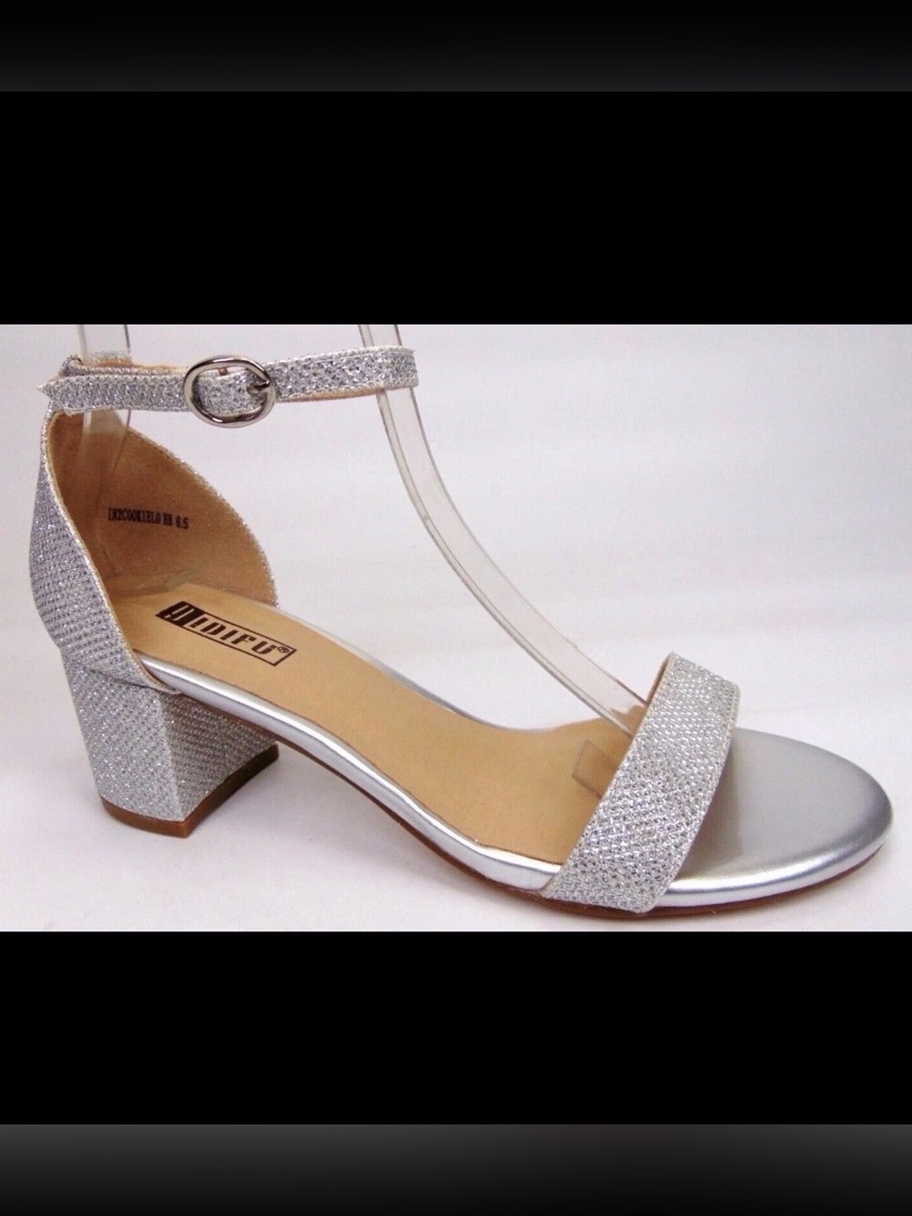 NEW! IDIFU Cookielo Womens Ankle Strap Evening Block Heel Sandal Silver Size 8.5